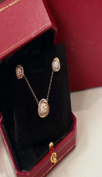 

luxury jewelry set necklace and earrings trinity brand designer s925 sterling silver round circle charm short choker for fashion w9892261