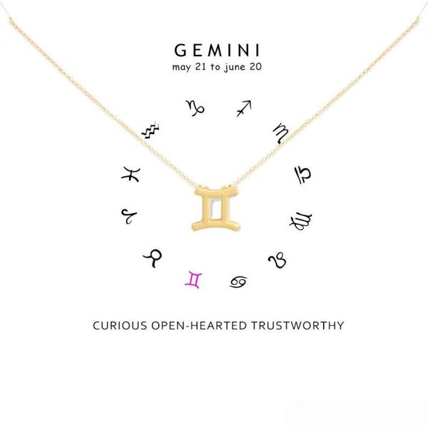 

minimalism 12 constellation gemini necklaces for women zodiac gold sliver chains necklace valentine039s gifts fashion jewelry8343161, Silver