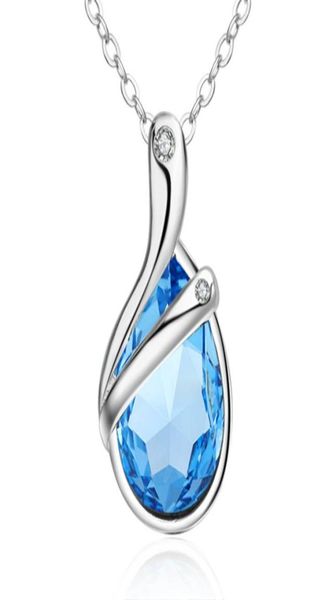 

necklace blue crystal pendant necklace fashion design with blue cubic zirconia necklaces jewelry 2018 new arrival4741367, Silver