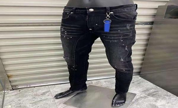 

fashion pants men jeans distressed ripped biker slim fit motorcycle biker denim for men s fashion mans black pants6198194, Blue