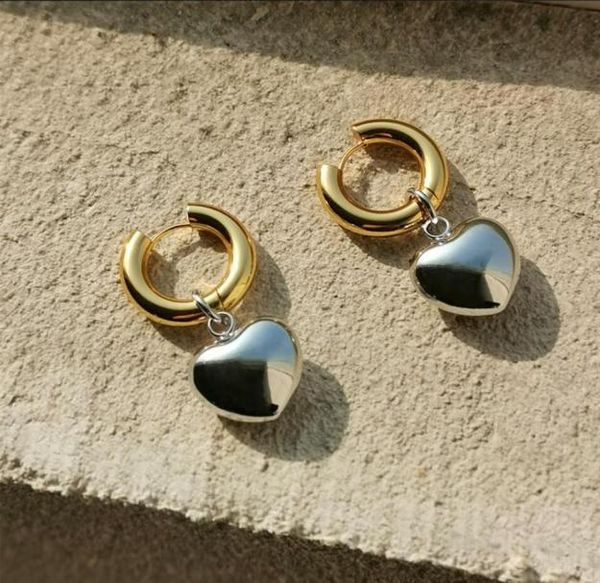

boho personality heart dangle drop hoop earrings brand eardrop accessories for women luxury designer party weddin8268919, Silver
