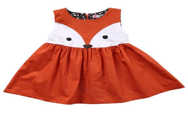 

summer casual baby girls toddler kids printed cartoon fox dress formal party wedding tutu sleeveless dress for girls9333675, Red;yellow