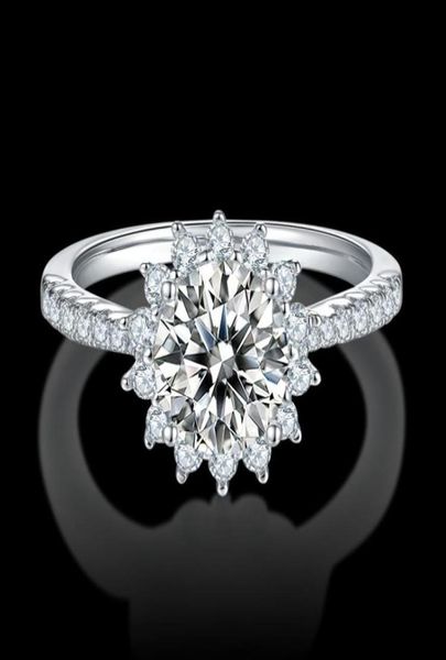 

cluster rings 1ct 65mm d color lab grown moissanite engagement ring 925 sterling silver for womenwith certificate can pass the t8296367, Golden;silver
