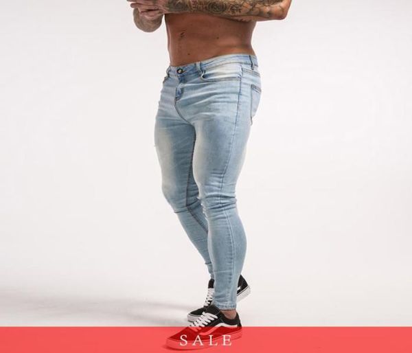 

skinny jeans for guys stretch jeans light blue ripped denim for men slim fit tight pants hip hop zm326879696