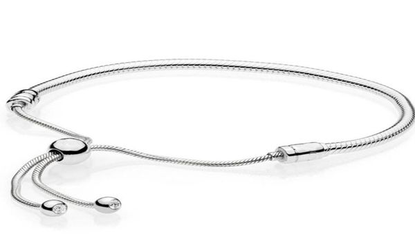

925 sterling silver bracelet moments sliding clasp adjust pan bracelet bangle fit women bead charm diy europe jewelry cx2006234546354, Black