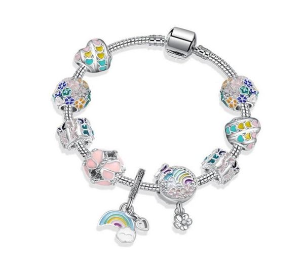 

fashion magnolia style charm bracelets 925 sterling silver murano glass european charm beads fits bracelets cloud flower dangle di3273380, Golden;silver