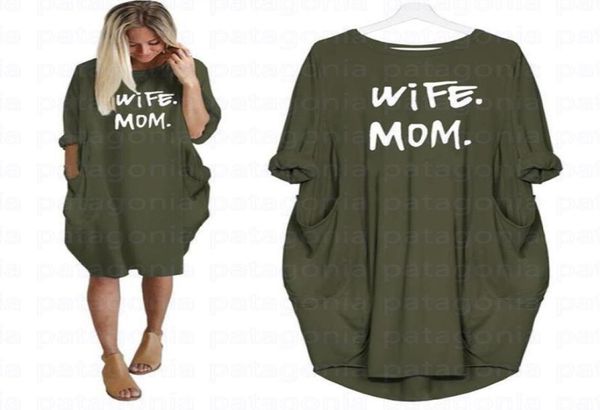 

wife mom summer dresses casual women fashion round neck t shirt long sleeve sundress slim dress plus size s5xl7715786, Black;gray