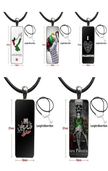

palestine art swars for girls vintage jewelry steel color glass cabochon choker pendant long rectangle necklace19333935, Silver
