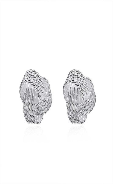 

charm 925 sterling silver plated love knot stud earrings for ladies women 12mm diameter high polish4675977, Golden;silver