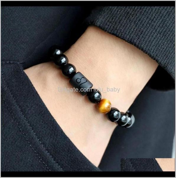 

bracelets jewelryconstellation zodiac bracelet healing lucky men natural stone beads couple for women friend gift beaded strands d2759938, Black