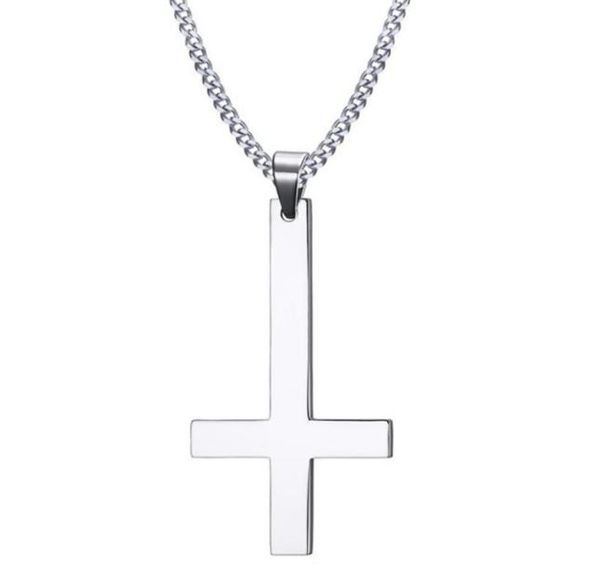 

pendant necklaces 2021 lucifer satan satanism gothic jewelry upside down cross inverted of st peter necklace1570936, Silver