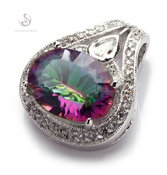 

shunxunze drop career wedding pendants women jewelry accessories charms christmas gifts rainbow cubic zirconia rhodium p9832588, Golden;silver