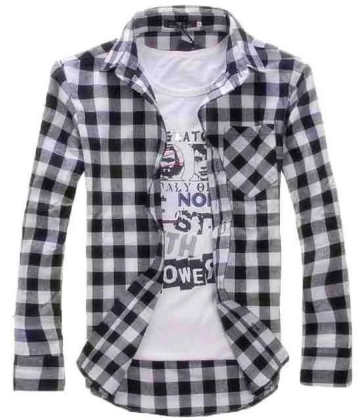 

fashion men vintage shirts plaid check long sleeve shirt slim fit shirts for men men039s clothing shirts m2xl2634621, White;black