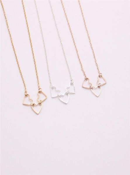 

hollow out love heart necklace three pendant combination necklaces for girls the to women gold silver rose three color optional4469801