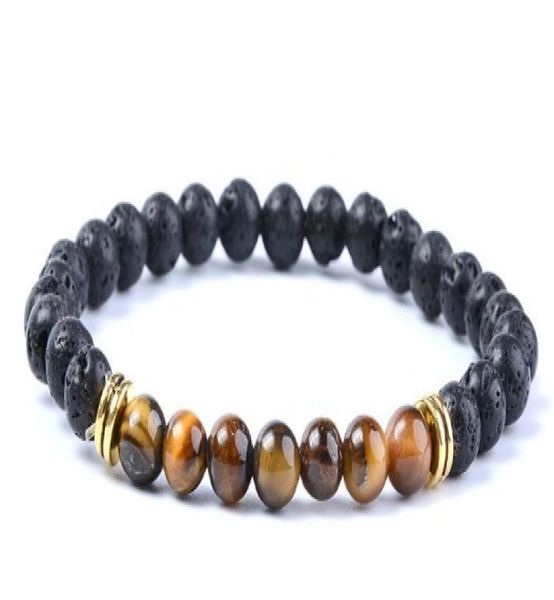 

6mm xtg434 black stone volcanic lava bracelet elastic agate onyx prayer reiki buddha yoga charm nature essential oils diffuser6472575