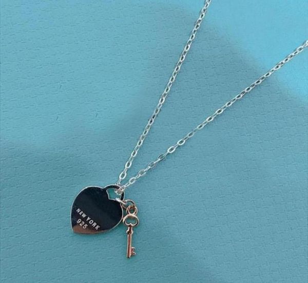 

925 2020 tif sterling silver heartshaped key lock pendant necklace exquisite clavicle chain her heart only you can open xn627294364562737