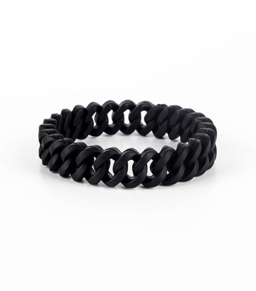

hip hop link chain silicone rubber elasticity wristband cuff bracelet club jewelry gifts wrist band 3 colors7832004, Black