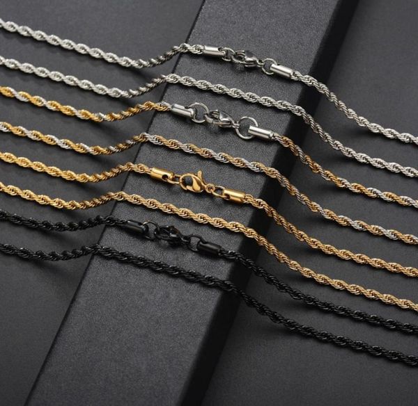 

punk hiphop necklace chains ed rope stainless steel for women men gift gold silver black south american designer jewelry neck1772036
