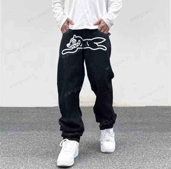 

men039s jeans 2022 ropa dog print streetwear men hip hop baggy jeans pants y2k clothes straight loose goth denim trousers pantn6550959, Blue