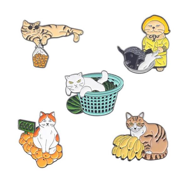 

creative cartoon cat enamel brooch fish banana lovely animal badge set gift for friends backpack sweater jackets denim brooches pi5695490, Gray