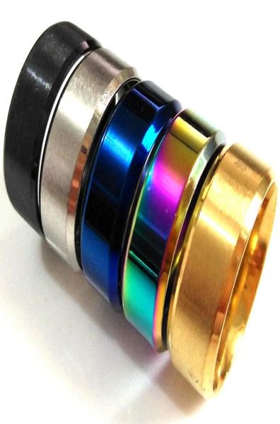 

50pcs color mix 8mm wide bevel edges quality stainless steel mens ring man gift wedding band 8mm comfortable whole 5136733, Silver