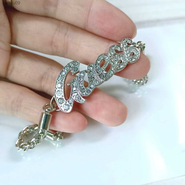 

silver color g letter charm bracelet initial zircon bracelet for women jewelry adjustable crystal link chain bracelet jeweley l230704, Black