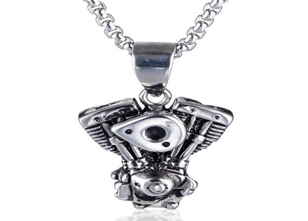 

engine motorcycle biker necklace personalized punk hip hop pendant necklaces for men and women stainless steel chain2640946, Silver