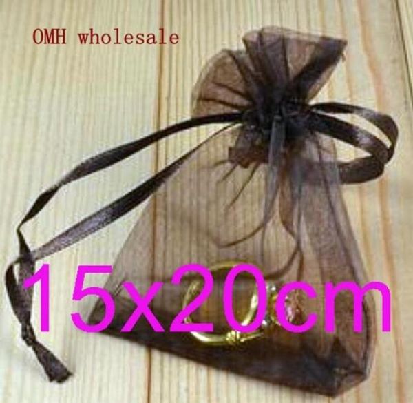 

omh whole big red color beige 50pcs 15x20cm nice chinese voile christmas wedding gift bag organza bags jewlery gift pouch bz102161025, Pink;blue