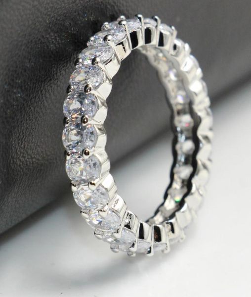 

vintage fashion jewelry real 925 sterling silver princess white z cz diamond eternity women wedding engagement band ring gift5360411, Slivery;golden