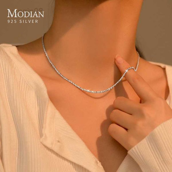 

pendant necklaces modian dazzling simple adjustable necklace for women girls 925 sterling silver luxury brand jewelry new mode accessories h