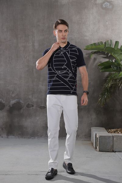 

deep blue men comfortable breathable fashion short-sleeved polo shirt fashion casual men's wear, White;black