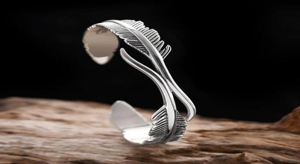 

bangle creative design feather open bracelet trend cuff fashion men and women casual party jewelry giftbangle9598510, Black