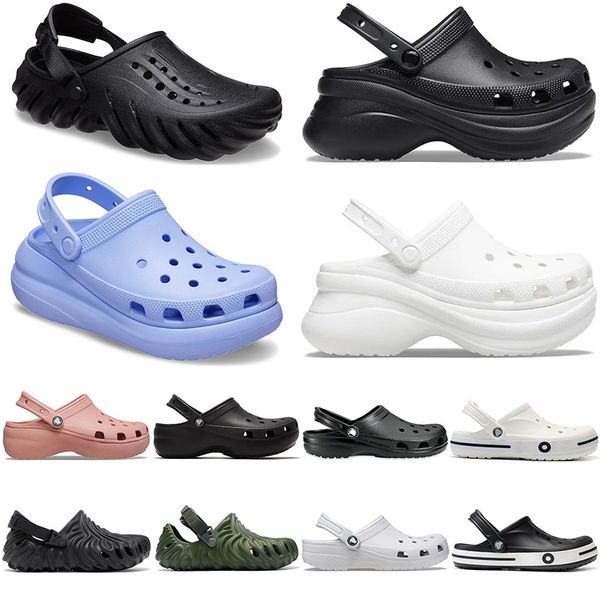 

echo clog designer sandals for men women fashion luxe bayaband classic bae platform clogs crush rubber slides sliders summer slipper shoes f, Black