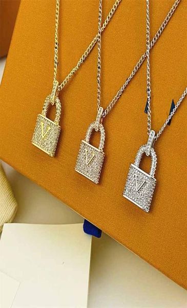 

womens lock necklace designer luxury pendant diamonds necklaces fashion for women mens gold silver necklace couple jewelry7495063