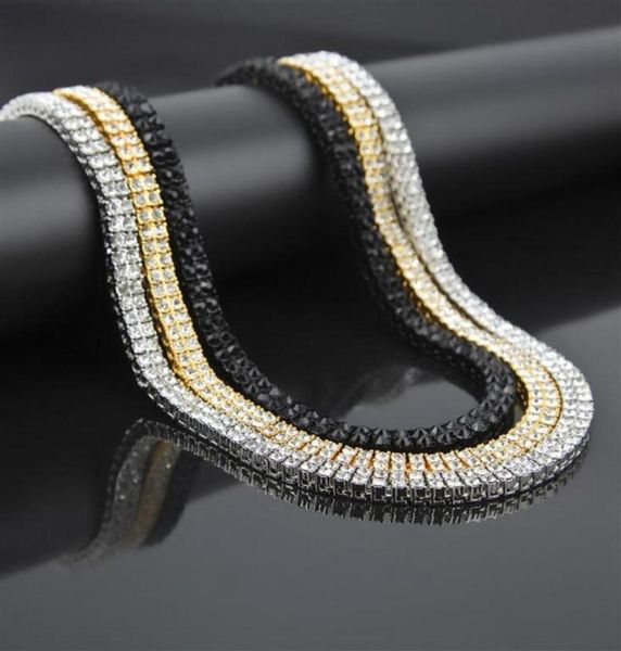 

hip hop bling double raw aaa crystal tennis mens 20 24 30 long chain iced out men necklace 201014308g9583823, Silver