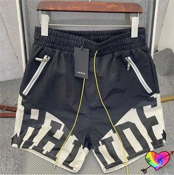 

rhude mesh shorts men women 1 quality pill zip pockets slightly oversize premium nylon flight breeches 8rgm hj01, White;black