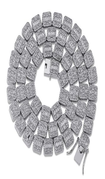 

iced out chains hip hop jewelry men full diamond cross pendant necklace micro cubic zirconia copper set diamond necklace bread squ5627512, Silver