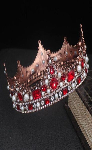 

hair clips barrettes women baroque large crystal floral crown for queens tiaras beauty pageant bride wedding jewelry accessories6967363, Golden;silver
