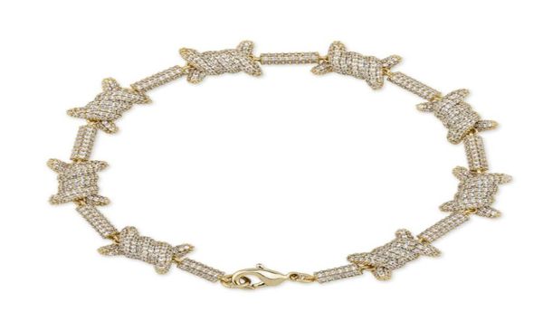 

style european wire bracelet personality cuban chain 18k gold full zircon jewelry bracelet jewelry7856504, Black