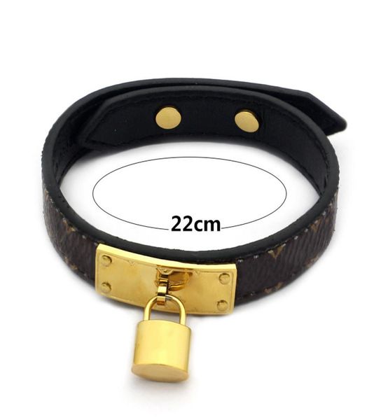 

brand v leather bracelet coffee pattern pendant lock bracelet 18k gold men and women leather charm bracelet8698104, Black