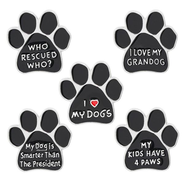 

i love my dogs paw brooch rescued puppy pet cartoon animal enamel pins backpack jackets metal lapel pin cute badge jewelry gift4064848, Gray