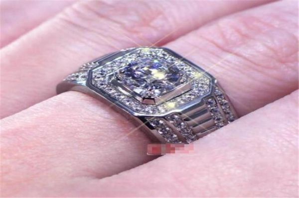 

1ct solid 925 sterling silver wedding anniversary moissanite sona diamond ring engagement band open ring jewelry men gift size adj6945228, Slivery;golden