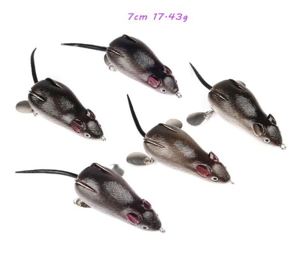 

5pcslot 7cm 1743g mouse silicone soft baits lures double hook fishing hooks pesca tackle accessories c0056123198