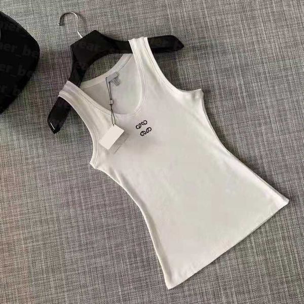 

women knits tee designer embroidery knitted sport tank breathable yoga vest, White