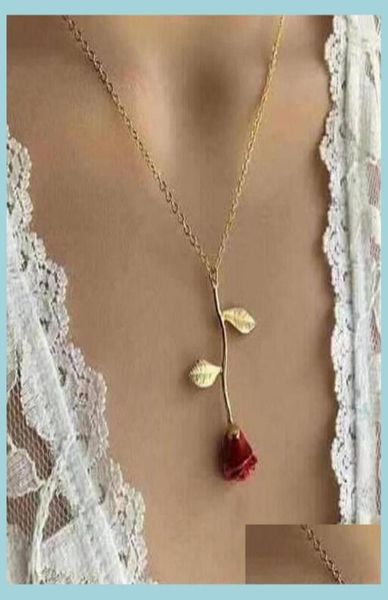 

pendant necklaces romantic red rose pendant necklace valentines day gift necklaces for girlfriend designer women jewelry accessori1228543, Silver