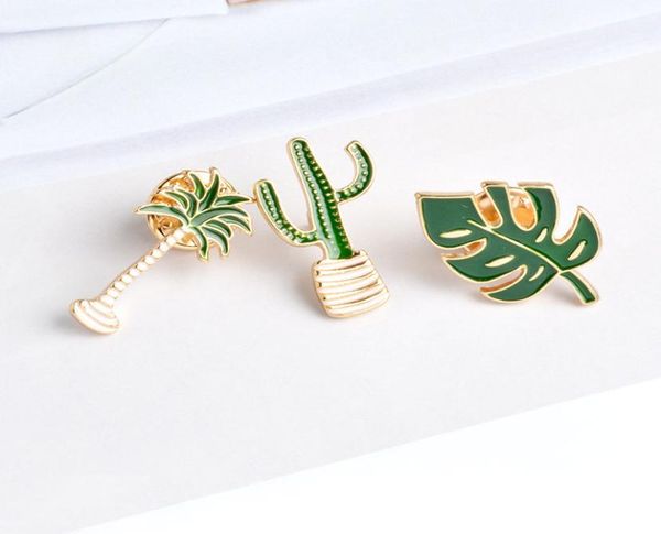 

coconut tree leaves gift combination special brooch creative personality enamel unique plant green gold lapels pins3196165, Gray