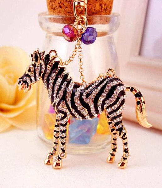 

animal zebra horse key chain pendant car keychain accessories rhinestone enamel drip oil alloy key ring holder women bag charm9037593, Slivery;golden