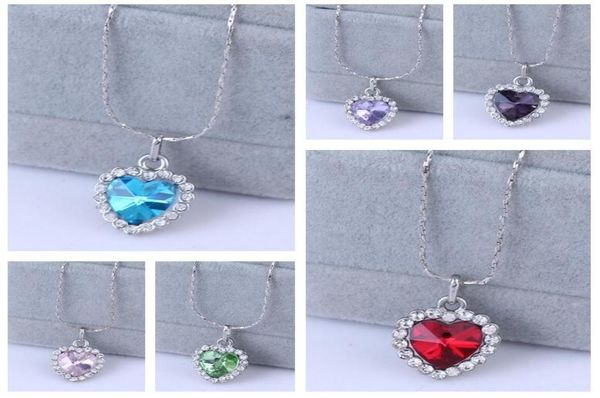 

austrian crystal necklace ocean heart wild wfn094 with chain mix order 20 pieces a lot1432612, Silver