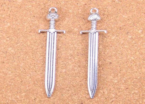

30pcs antique silver bronze plated sword cat charms pendant diy necklace bracelet bangle findings 6615mm2746586, Bronze;silver