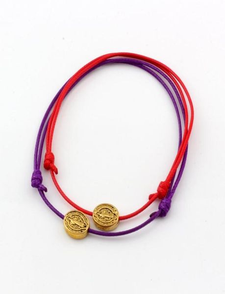 

50pcs jewelry making wax rope adjustable cord wrist weave bracelet medal benedict santa cruz oval spacers beads1597777, Golden;silver